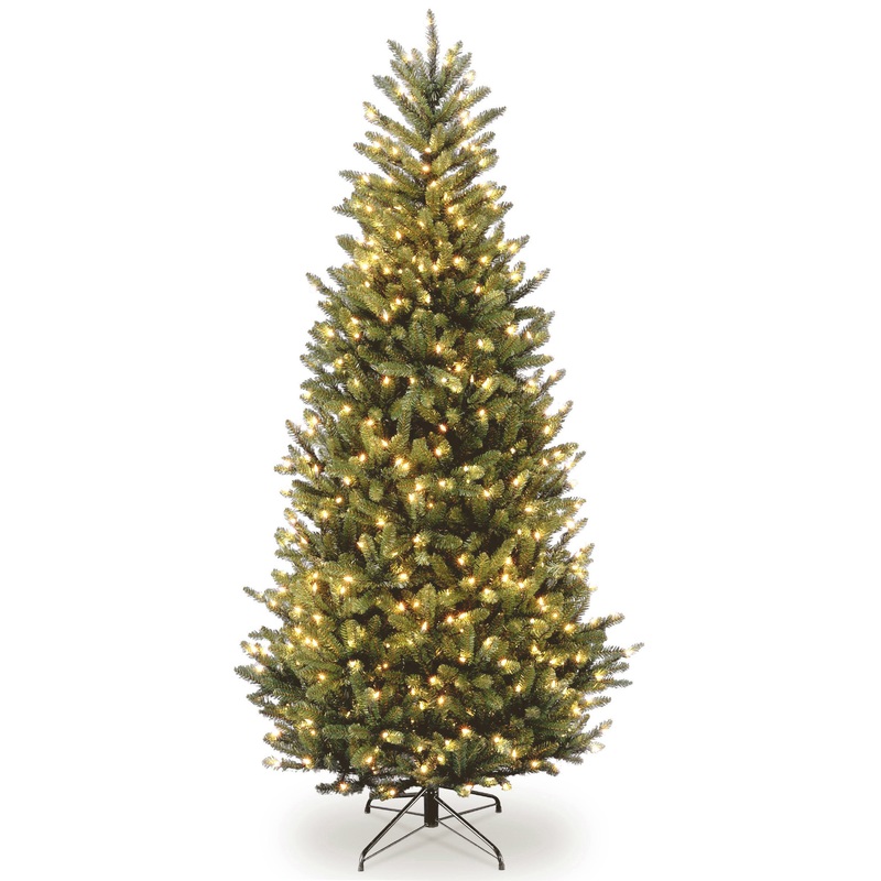 9 ft. Pre-Lit Natural Fraser Fir Slim Tree with Clear Lights, Plug-In