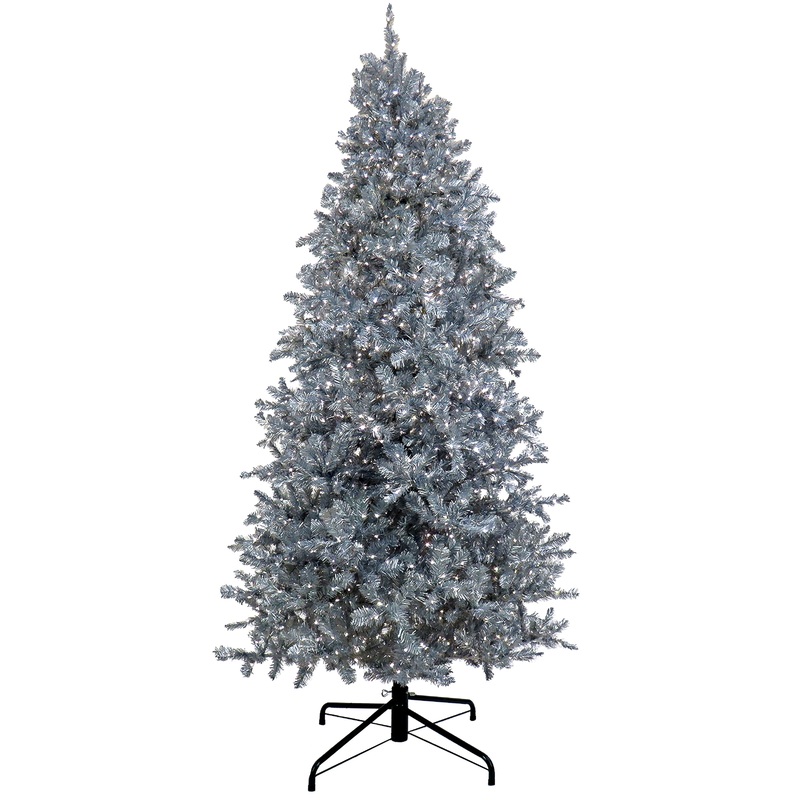 10 ft.Pre-Lit Christmas Matt Silver Tree, Plug-In
