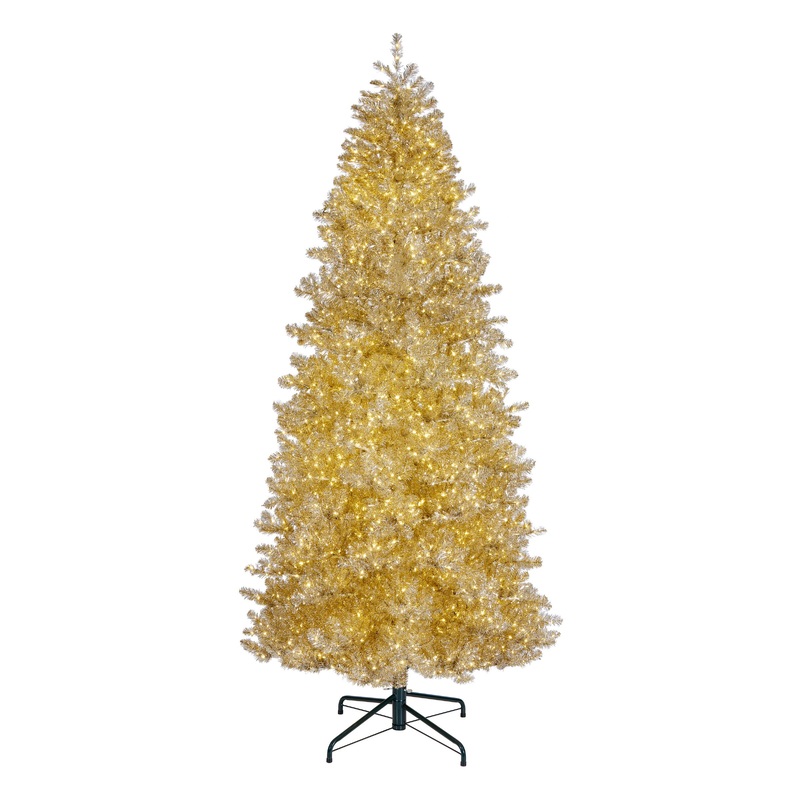 10 ft. Pre-Lit Christmas Platinum Metallic Tree with Warm White LED Infinity Lights