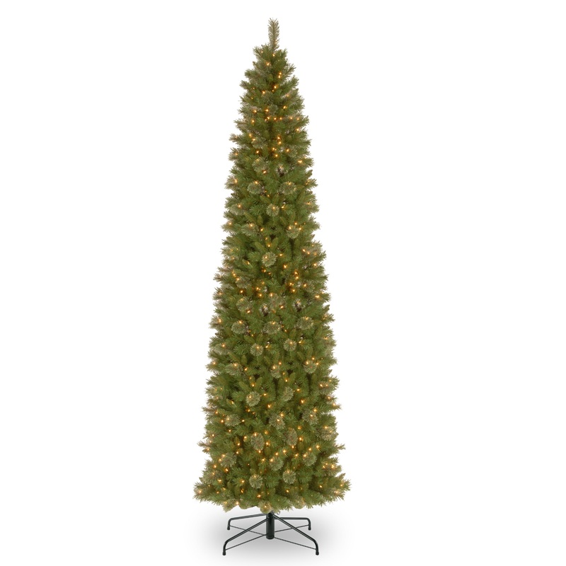 12 ft. Pre-Lit Tacoma Pine Pencil Slim Tree with Clear Lights
