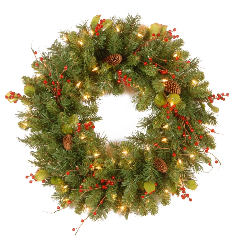 24 in. Pre-Lit Classical Collection Wreath with Clear Lights