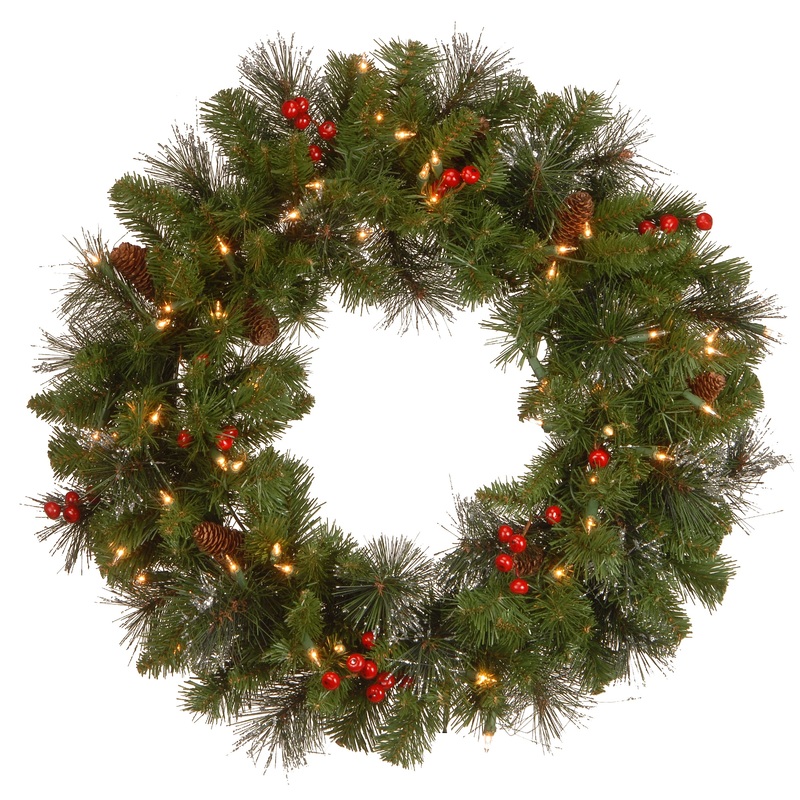 24 in. Pre-Lit Crestwood Spruce Wreath with Twinkly LED Lights, Plug-In