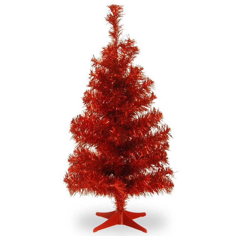 3 ft. Tinsel Collection Red Tree