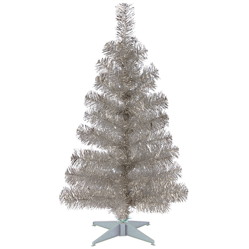 3 ft. Tinsel Collection Silver Tree