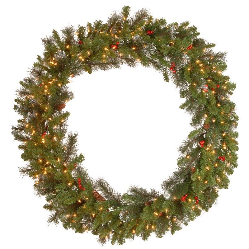 48 in. Pre-Lit Crestwood Spruce Wreath with Clear Lights