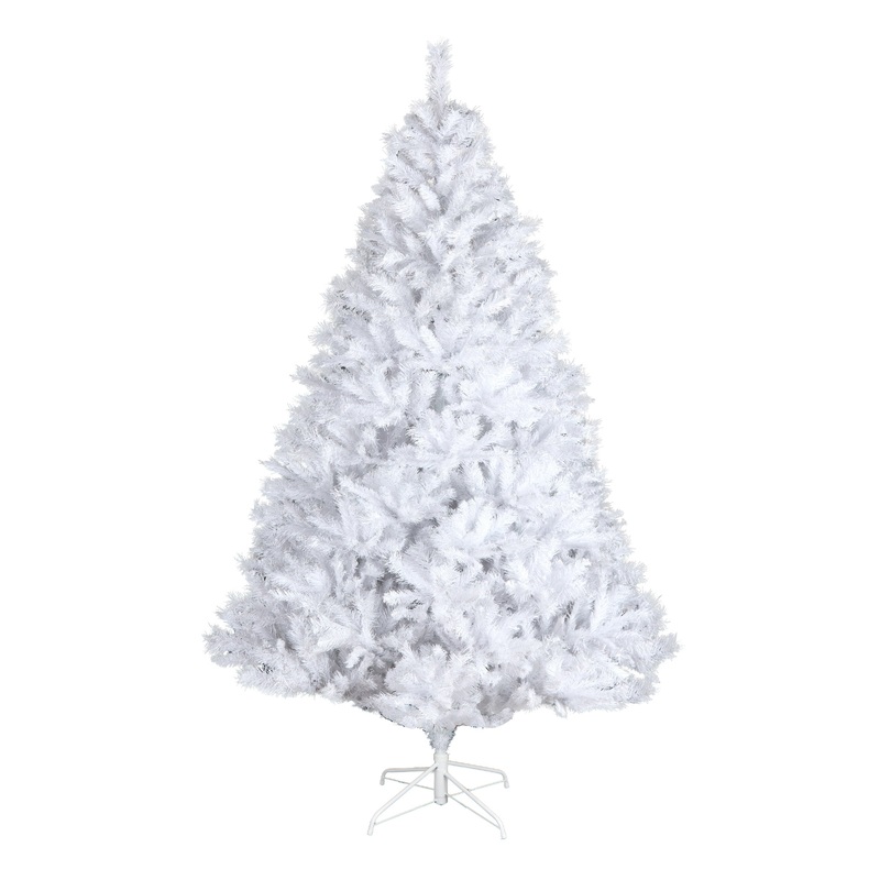 7.5 ft. Pre-Lit Winchester Pine White Tree with Clear Lights and Silver Glitter, Plug-In