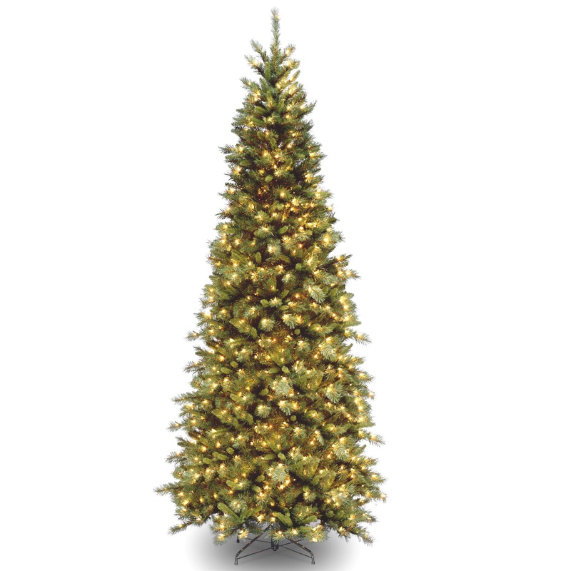 9 ft. Pre-Lit Tiffany Fir Slim Tree with Clear Lights - PVC Branch Tips, Plug-In
