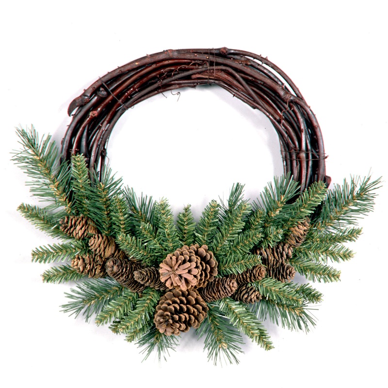 16 in. Pine Cone Grapevine Wreath