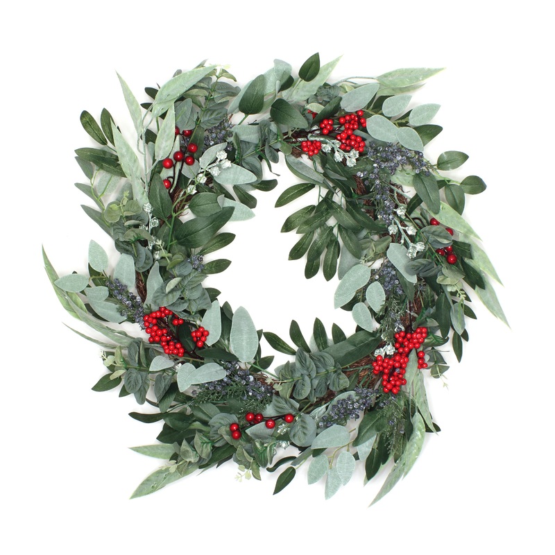 24 in. Christmas Eucalyptus and Berry Wreath