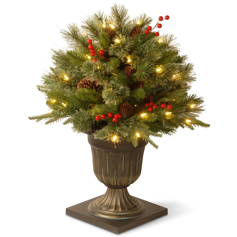 24 in. Colonial Fir Porch Bush with Clear Lights, Plug-In