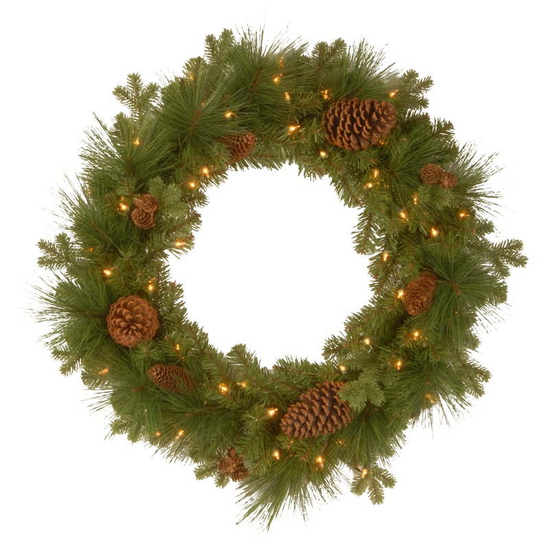 24 in. Pre-Lit Eastwood Spruce Wreath with Warm White LED Lights