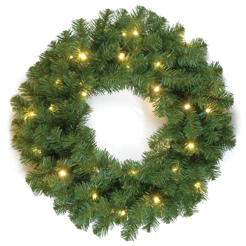 24 in. Pre-Lit North Valley Spruce Wreath with Dual Color LED Lights