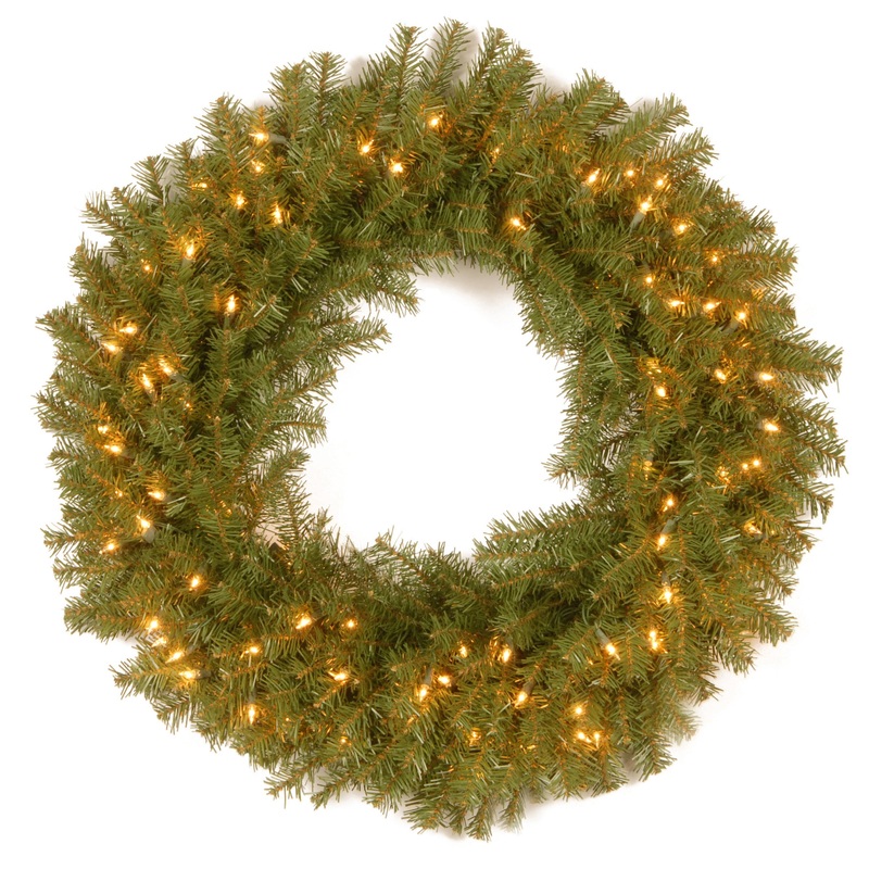 30 in. Pre-Lit Norwood Fir Wreath with Dual Color LED