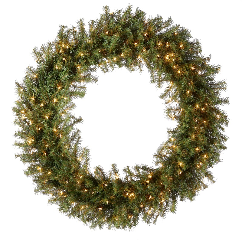48 in. Pre-Lit Norwood Fir Wreath with Clear Lights, Plug-In