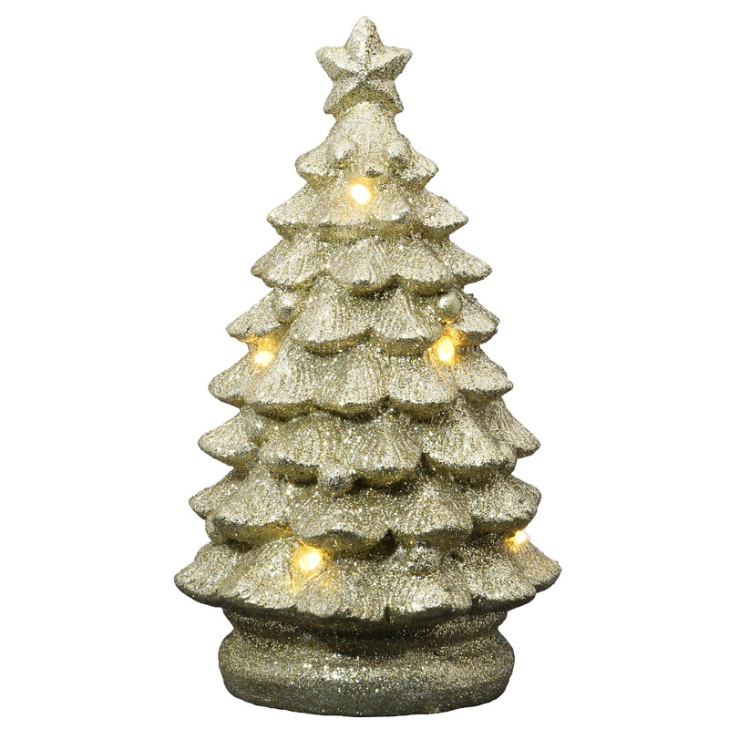 10 in. Lighted Gold Christmas Tree Dcor