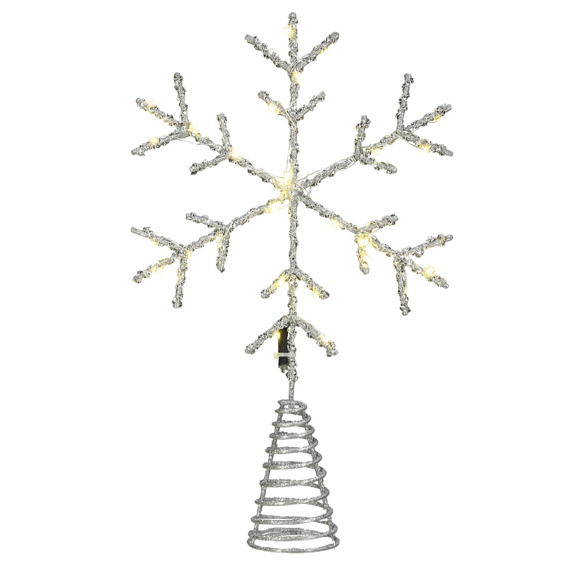 14.5 in. Snowflake Tree Top for Artificial Trees with Dual Color Lights, Plug-In