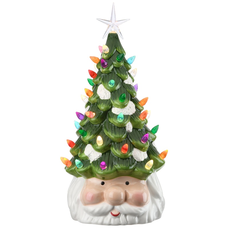 14 in. Pre-Lit Christmas Tree with Santa Base