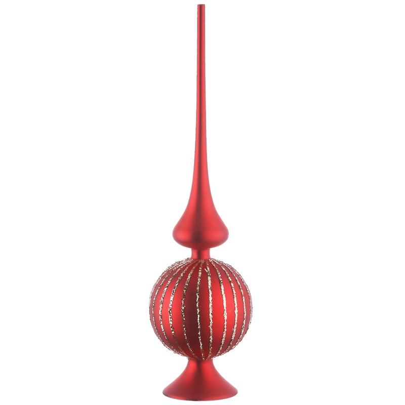 15 in. Red Glass Christmas Tree Topper
