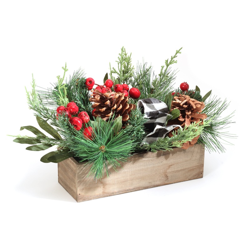 16 in. Christmas Mixed Pine and Berries Arrangement