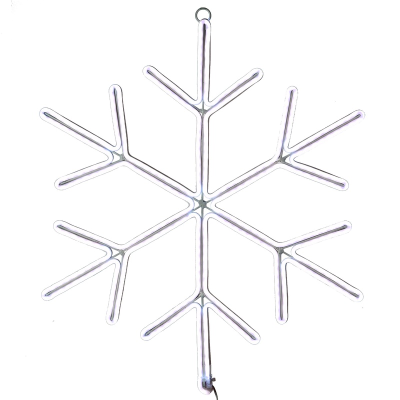 16 in. Neon Styled Snow Flake Decoration with White LED Lights, Plug-In