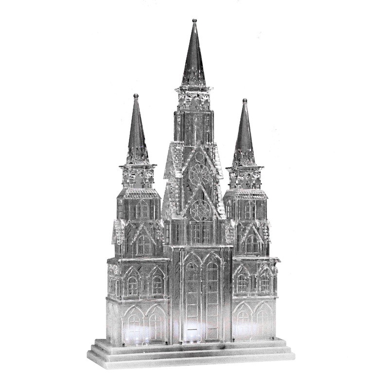 17 in. Christmas Cathedral Decoration with White LED Lights