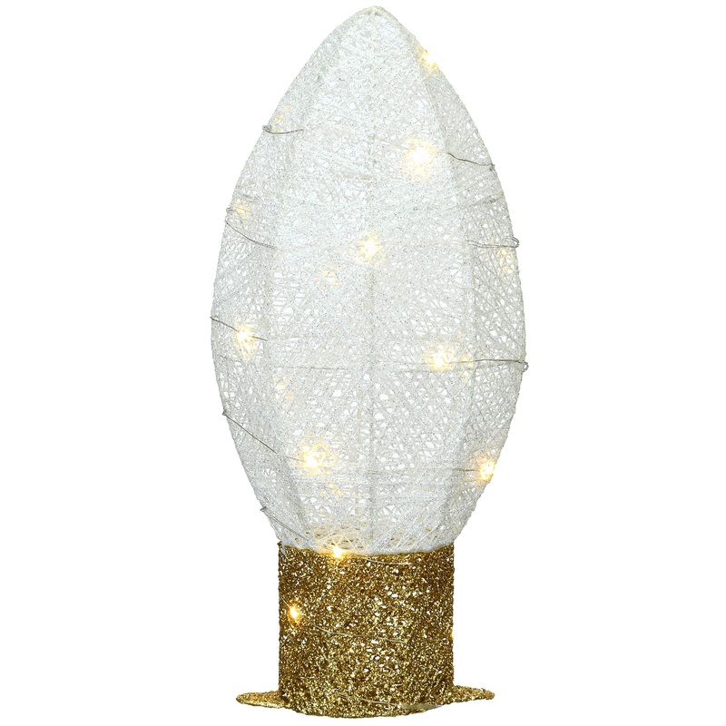 20 in. Pre-Lit White Christmas Light Bulb Decoration