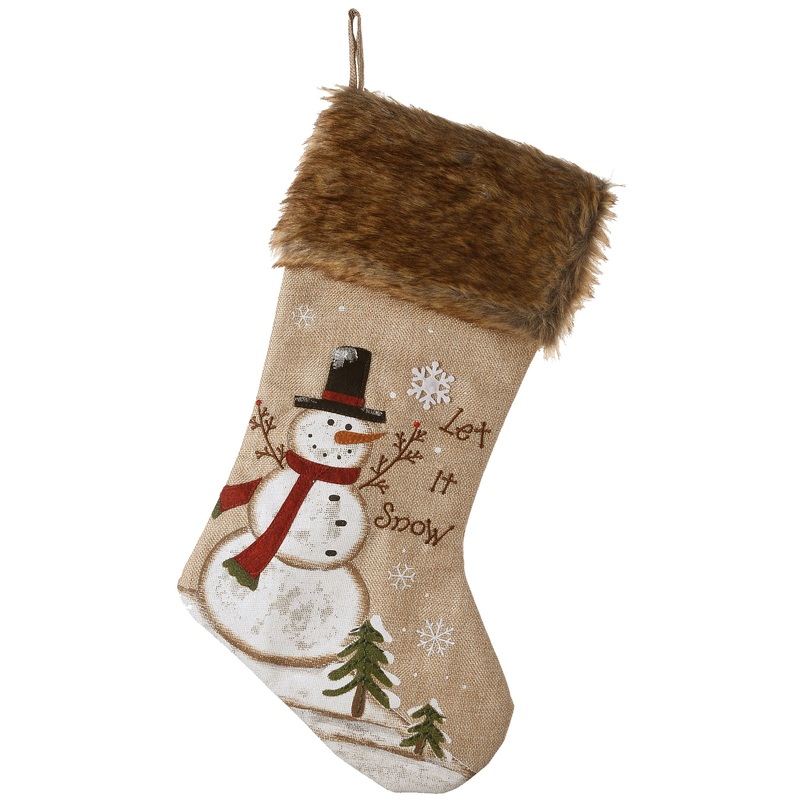 21 in. Alpine Collection Black Hat Snowman Stocking