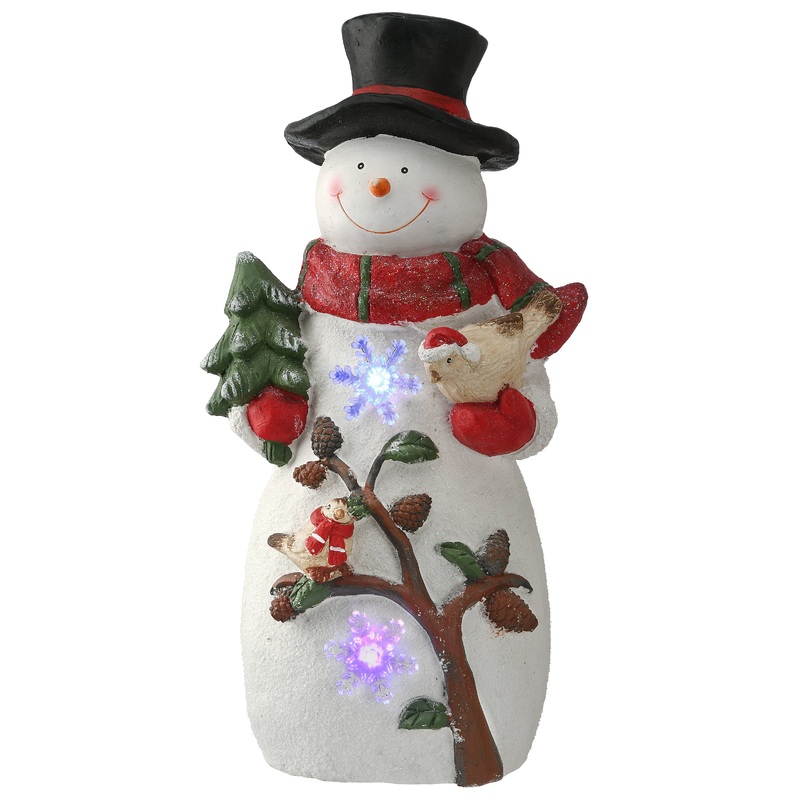 22 in. Lighted Snowman Decor Piece