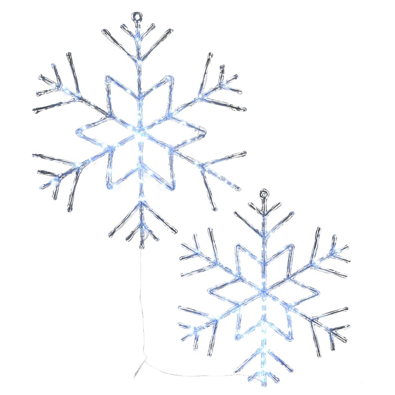 24 in. Pre Lit Six Point Star Snowflake Decoration with Cool White LED Lights, Plug-In