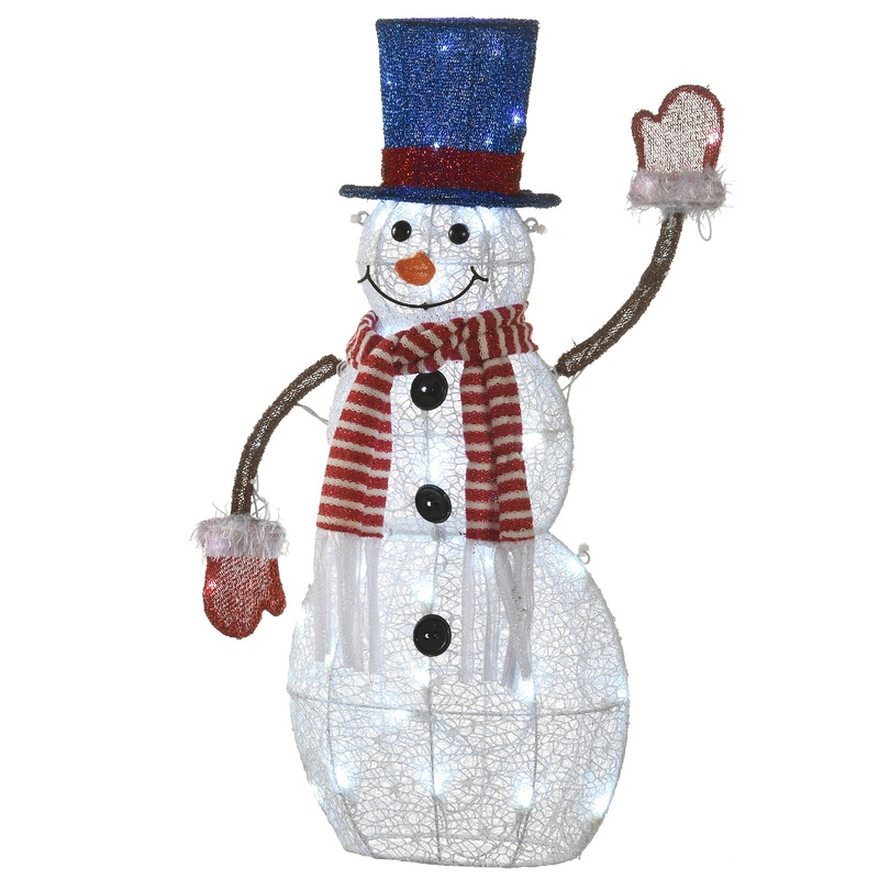 30 in. Pre-Lit Fabric Snowman, Plug-In
