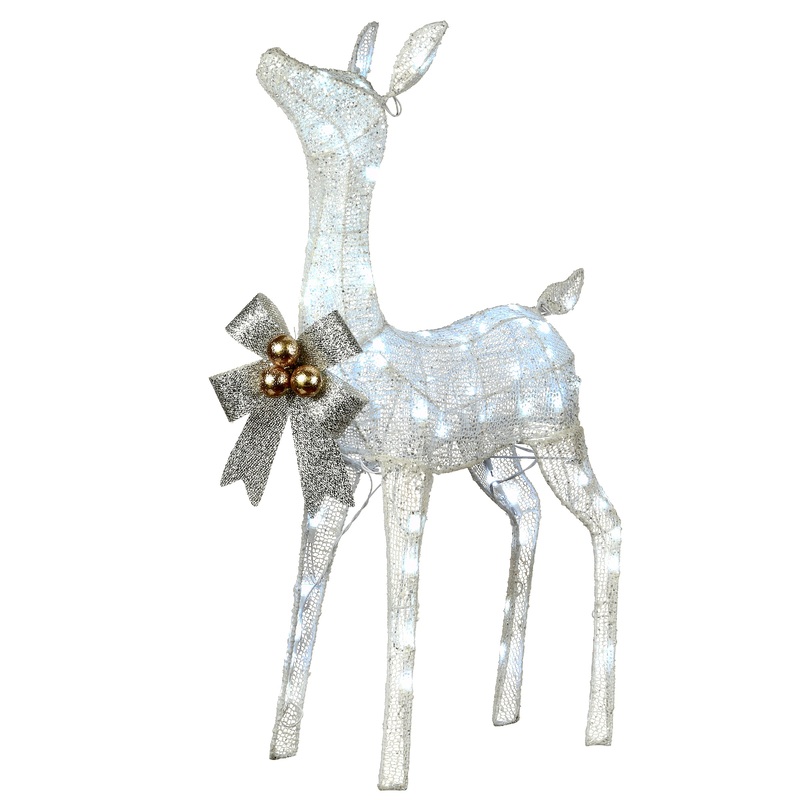 36 in. Pre-Lit Glittered Fawn, Plug-In