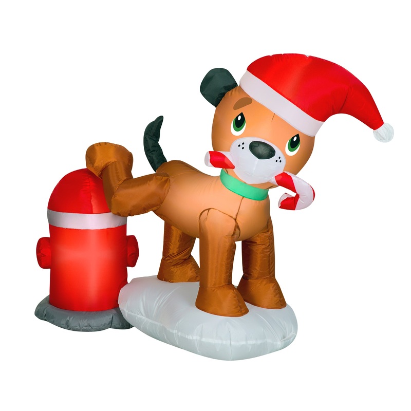 4 ft. Inflatable Puppy Dog and Fire Hydrant with LED Lights, Plug-In