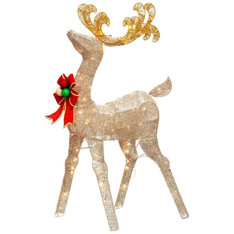 48 in. Reindeer Decoration with White LED Lights, Plug-In