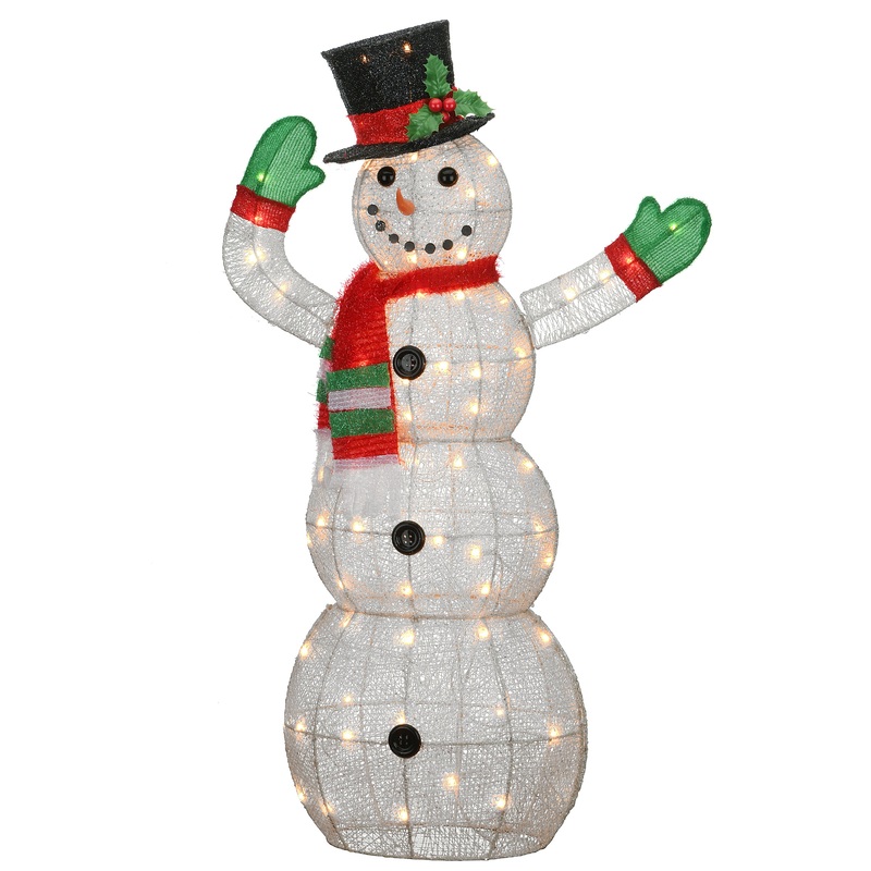 48 in. Snowman Decoration with Clear Lights, Plug-In