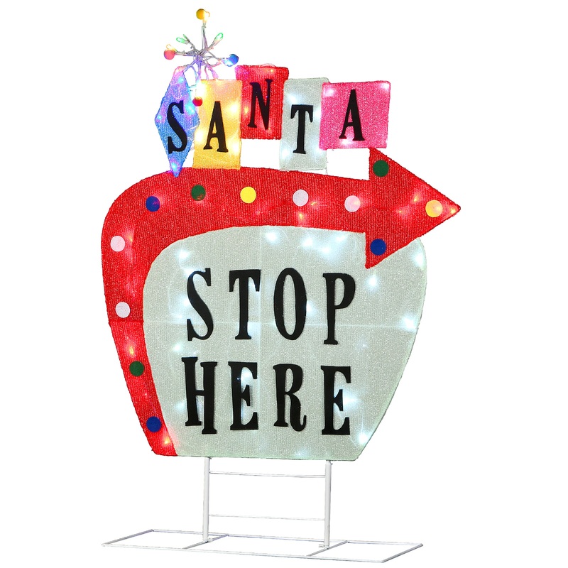 50 in. Pre-Lit Vintage Vegas Santa Sign, Plug-In