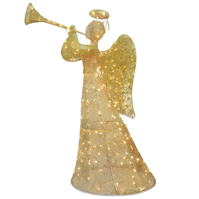 60 in. Champagne Angel Decoration with LED Lights, Plug-In