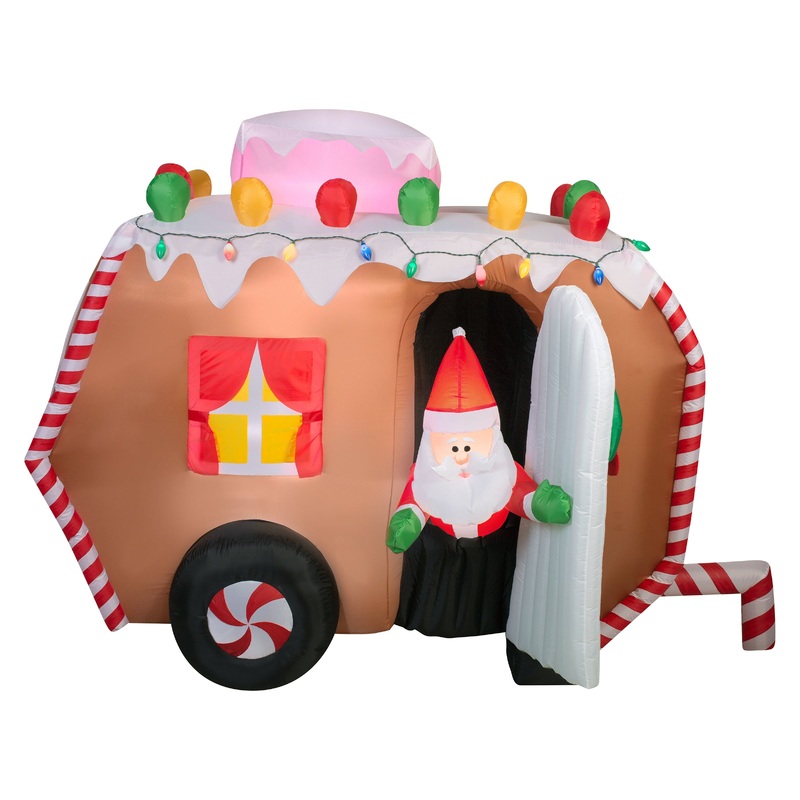 7.5 ft. Inflatable Gingerbread Trailer with Santa with LED Lights, Plug-In