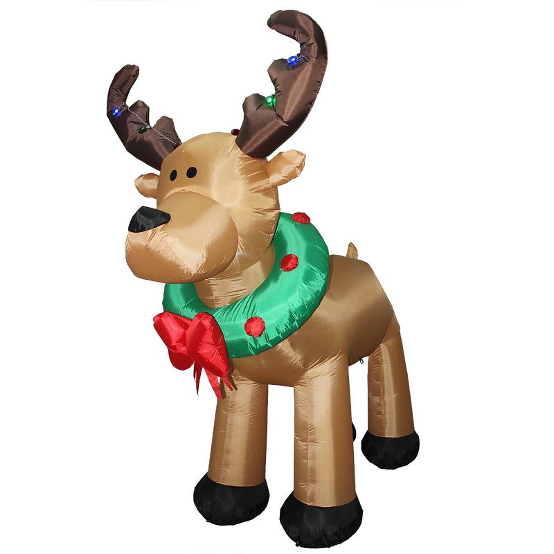 8 ft. Inflatable Reindeer with LED Lights, Plug-In