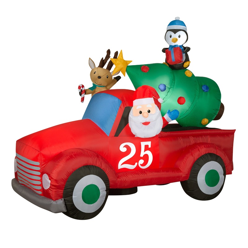 8 ft. Inflatable Santa in Vintage Pickup Truck with LED Lights, Plug-In