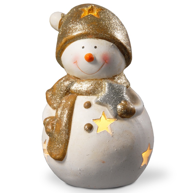 8 in Lighted Holiday Snowman Dcor