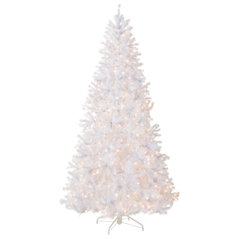 9 ft. Pre-Lit North Valley Spruce White Tree with Clear Lights, Plug-In