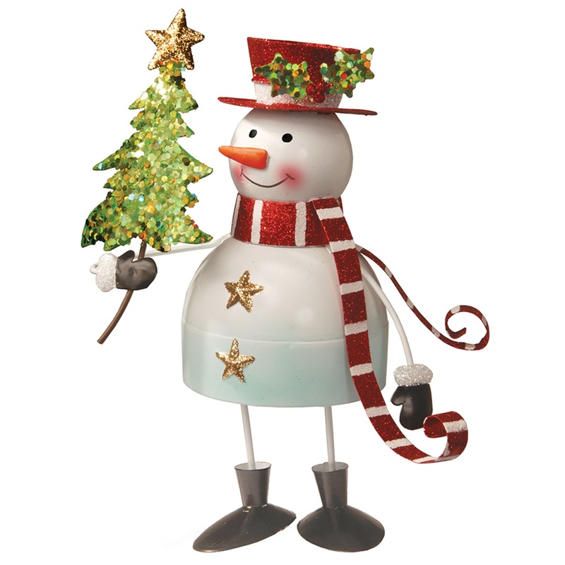 10 in. Metal Bobble Snowman