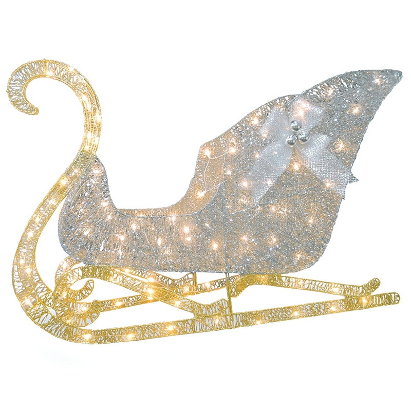 48 in. Santas Sleigh with Cool White LED Lights, Plug-In