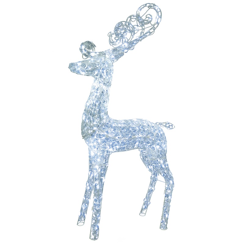 60 in. Ice Crystal Bead Standing Deer with LED Lights