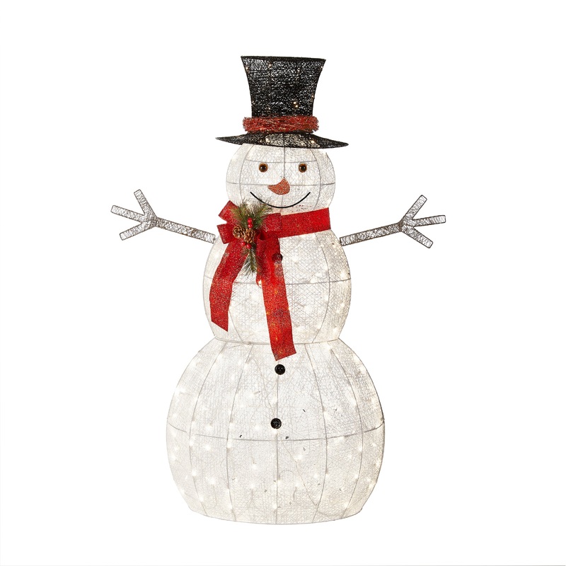 60 in. Snowman Decoration with Warm White LED Lights, Plug-In
