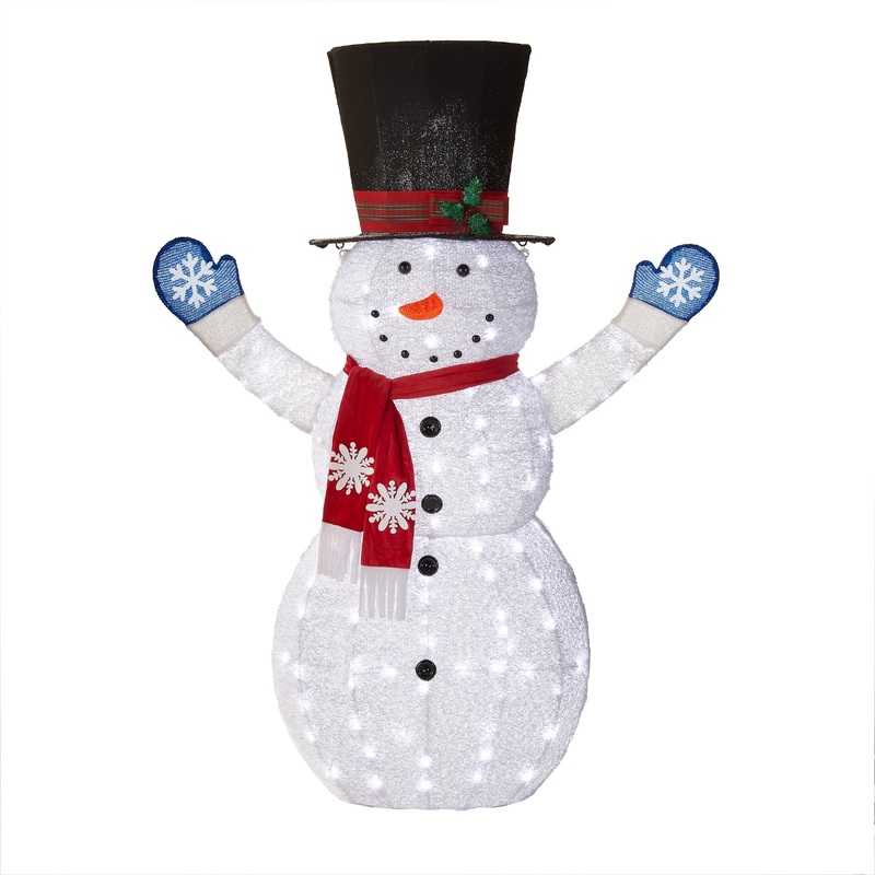 72 in. Snowman Decoration with White LED Lights, Plug-In