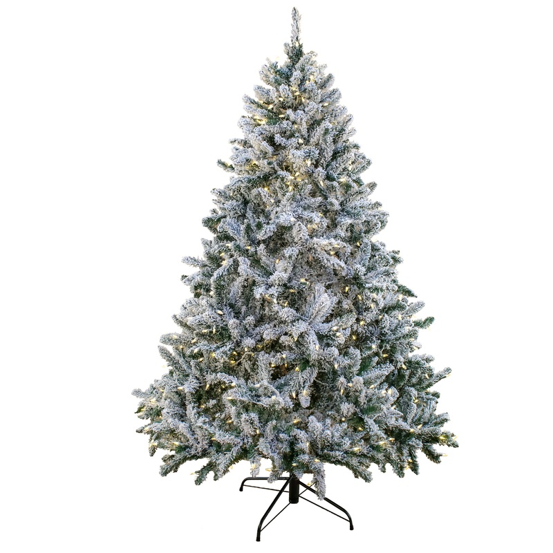 9 ft. Pre-Lit Snowy Hudson Hinged Tree with PowerConnect Dual Color LED Lights, Plug-In