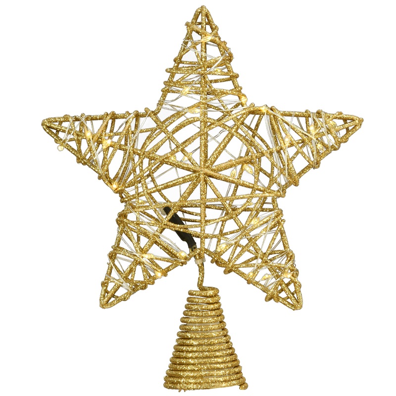 9 in. Gold Star Tree Top for Artificial Trees with Dual Color Lights, Plug-In