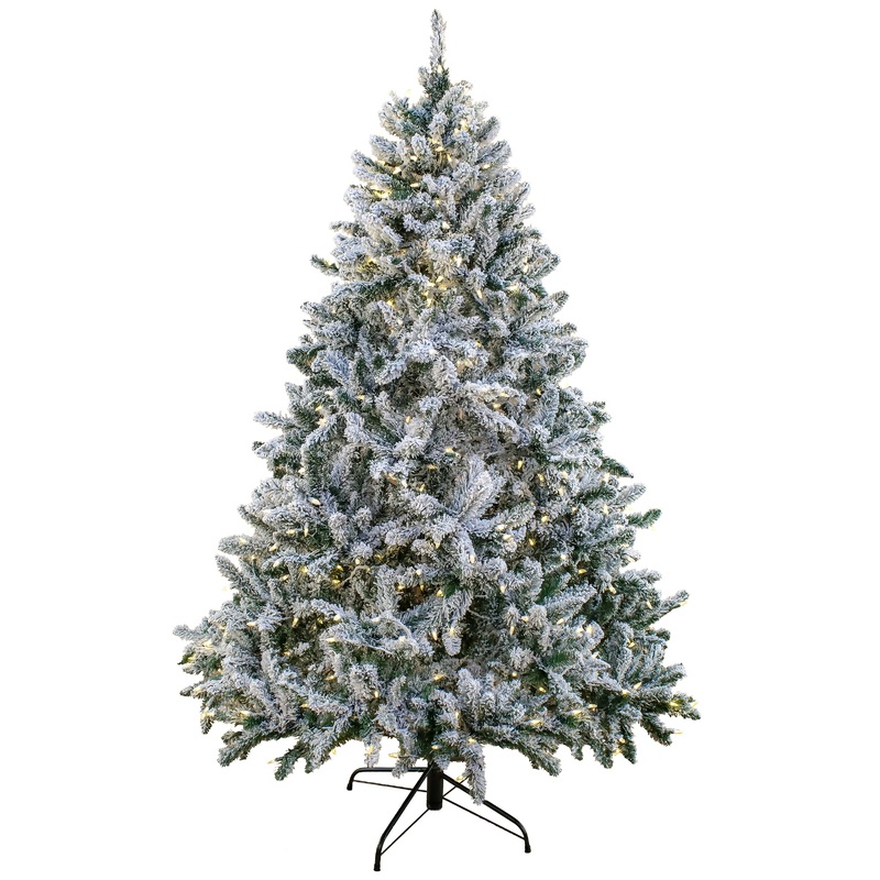 9ft. Pre-Lit Snowy Hudson Hinged Tree with PowerConnect Warm White LED Lights, Plug-In