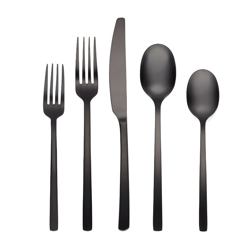 Beacon Black Satin 45 Piece Flatware Set